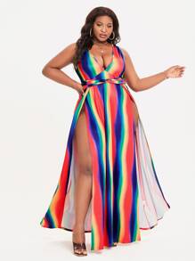 Slaydiva Váy quấn viền Ombre cỡ lớn - Nhiều màu - Xem 3