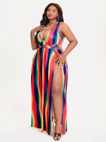 Slaydiva Váy quấn viền Ombre cỡ lớn - Nhiều màu - Xem 5