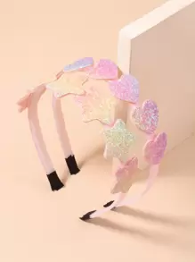 bilicaca 2pcs Toddler Girls Star & Heart Decor Headband