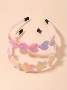 bilicaca 2pcs Toddler Girls Star & Heart Decor Headband