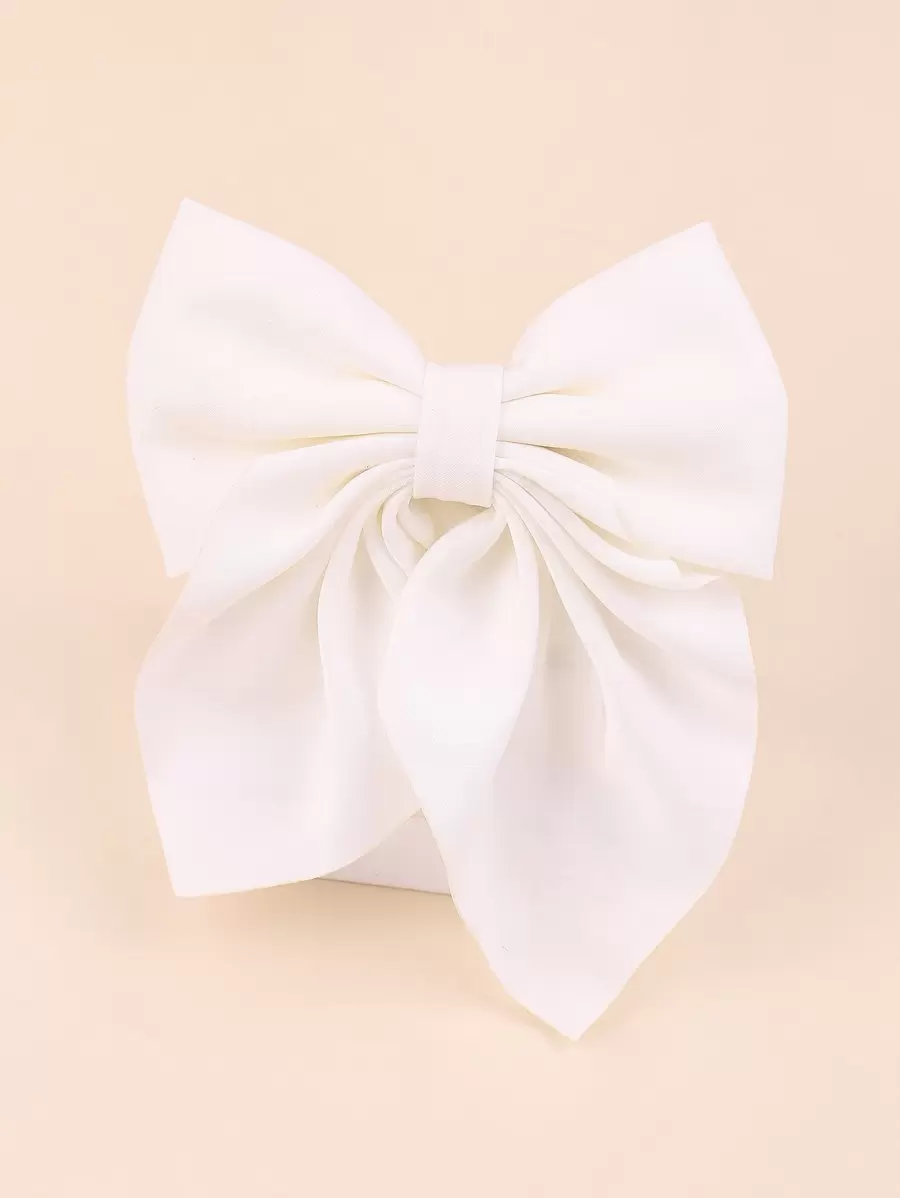 Toddler Girls Bow Decor Hair Clip - White - View 1
