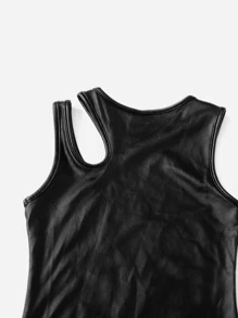 SHEIN Cô gái Tween Cắt ra Váy liền áo vừa vặn - màu đen - Xem 3