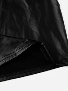 SHEIN Cô gái Tween Cắt ra Váy liền áo vừa vặn - màu đen - Xem 4