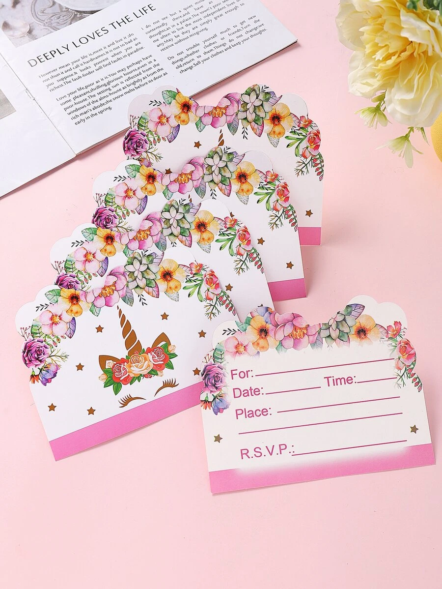 10入組獨角獸樣式請帖 - 彩色 - 查看 1