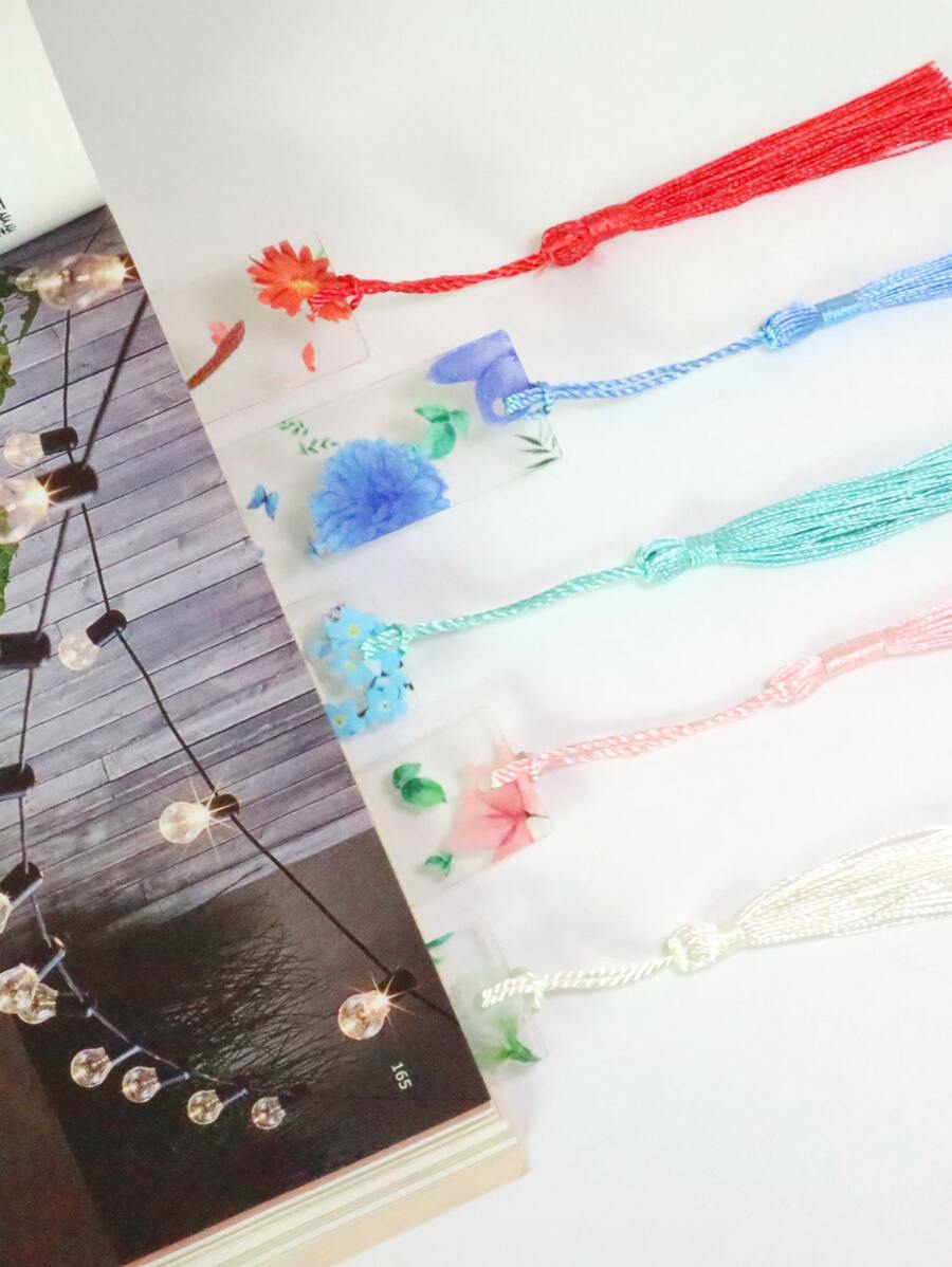 1入組花朵圖案隨機書簽 - 彩色 - 查看 1