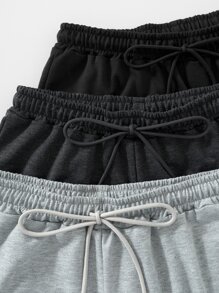 Lunelith SHEIN Lunessa 3pcs Letter Graphic Drawstring Waist Shorts