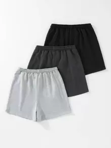 Lunelith SHEIN Lunessa 3pcs Letter Graphic Drawstring Waist Shorts
