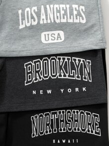 Lunelith SHEIN Lunessa 3pcs Letter Graphic Drawstring Waist Shorts