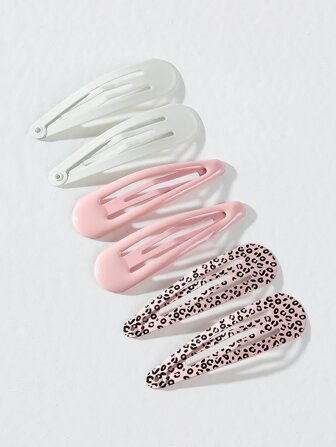 6pcs Leopard Print Snap Clip Casual Hair Clips Claw Clips Hair Barrettes, School Stuff, Hair Accessories