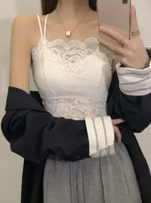 女士时尚蕾丝吊带背心 - 白色 - 查看 1