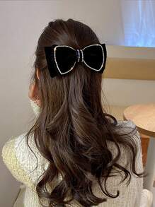 水鑽和蝴蝶結裝飾彈簧夾