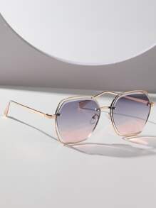 Metal Frame Tinted Lens Fashion Glasses - Multicolor - View 1