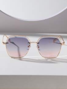 Metal Frame Tinted Lens Fashion Glasses - Multicolor - View 2