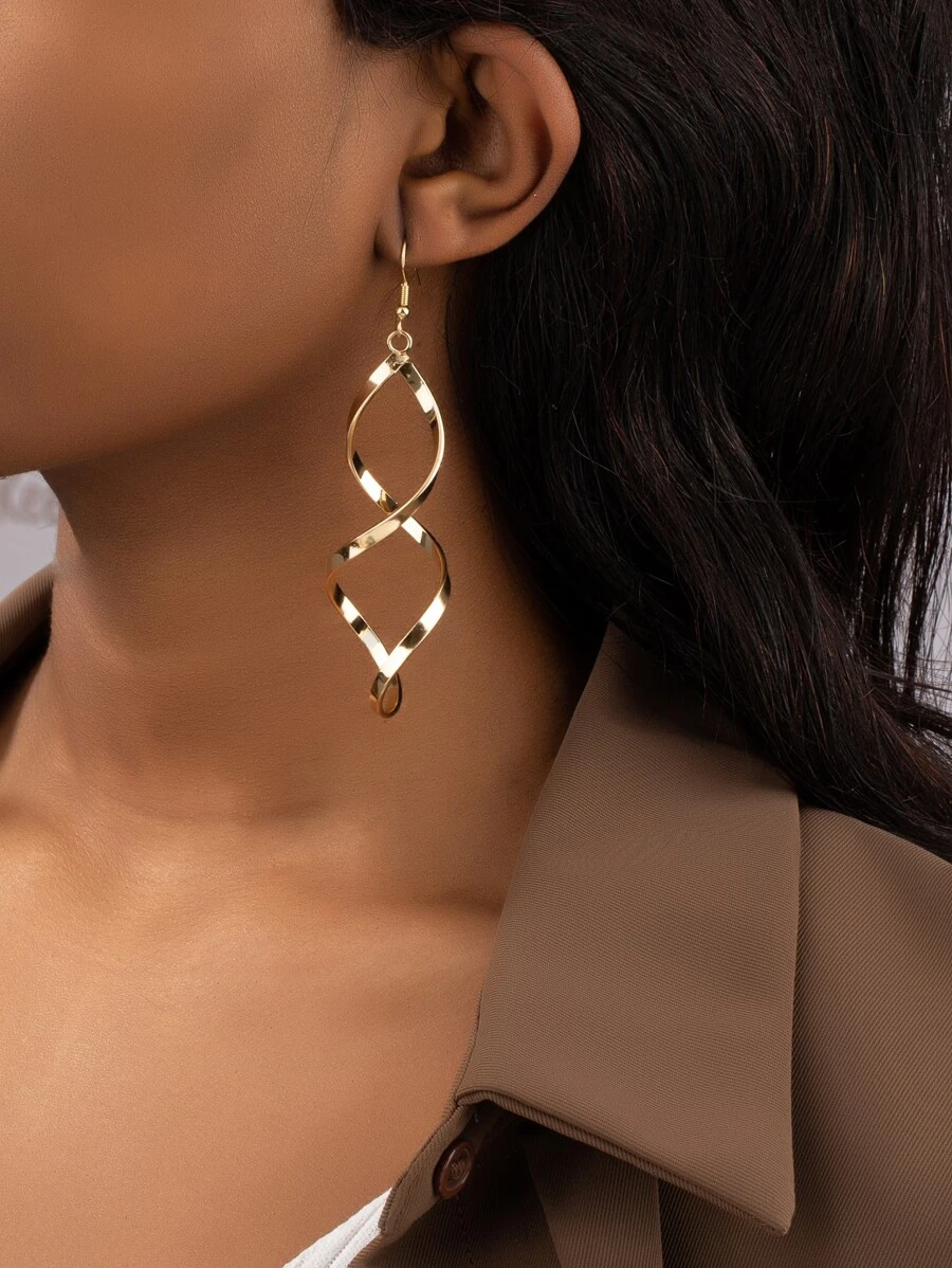 幾何耳墜 - 金黃色 - 查看 1