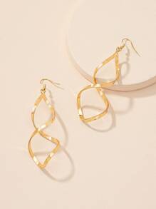 幾何耳墜 - 金黃色 - 查看 2