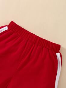 嬰兒愛心和標語圖案T恤和標語圖案短褲 - 紅色 - 查看 5