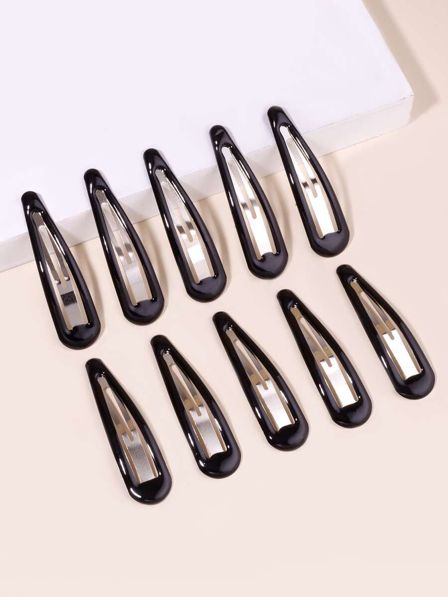 10pcs Minimalist Snap Clip - Black - View 1