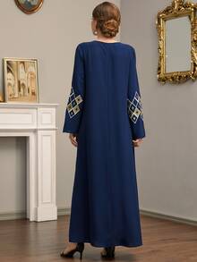 Al Najma 幾何刺繡流蘇直筒連衣裙 - 藏蓝色 - 查看 2