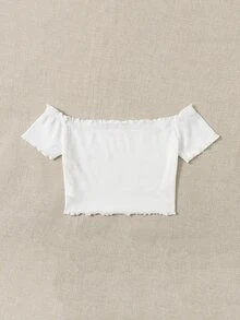 Áo thun nữ Nghề thêu Xù nhỏ Gân đan Tim Giải trí - trắng - Xem 2