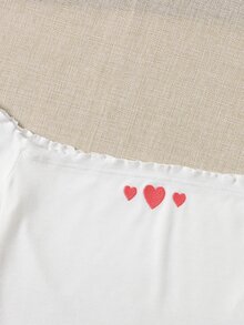 Áo thun nữ Nghề thêu Xù nhỏ Gân đan Tim Giải trí - trắng - Xem 4