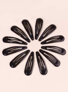 12pcs Solid Snap Clip For Daily Casual Outing Wear Hair Clips Claw Clips Hair Claws Hair Barrettes, School Stuff, Hair Accessories, Head Accessories, Hairpin - Black - View 2