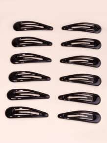 12pcs Solid Snap Clip For Daily Casual Outing Wear Hair Clips Claw Clips Hair Claws Hair Barrettes, School Stuff, Hair Accessories, Head Accessories, Hairpin - Black - View 4
