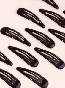 12pcs Solid Snap Clip For Daily Casual Outing Wear Hair Clips Claw Clips Hair Claws Hair Barrettes, School Stuff, Hair Accessories, Head Accessories, Hairpin - Black - View 5