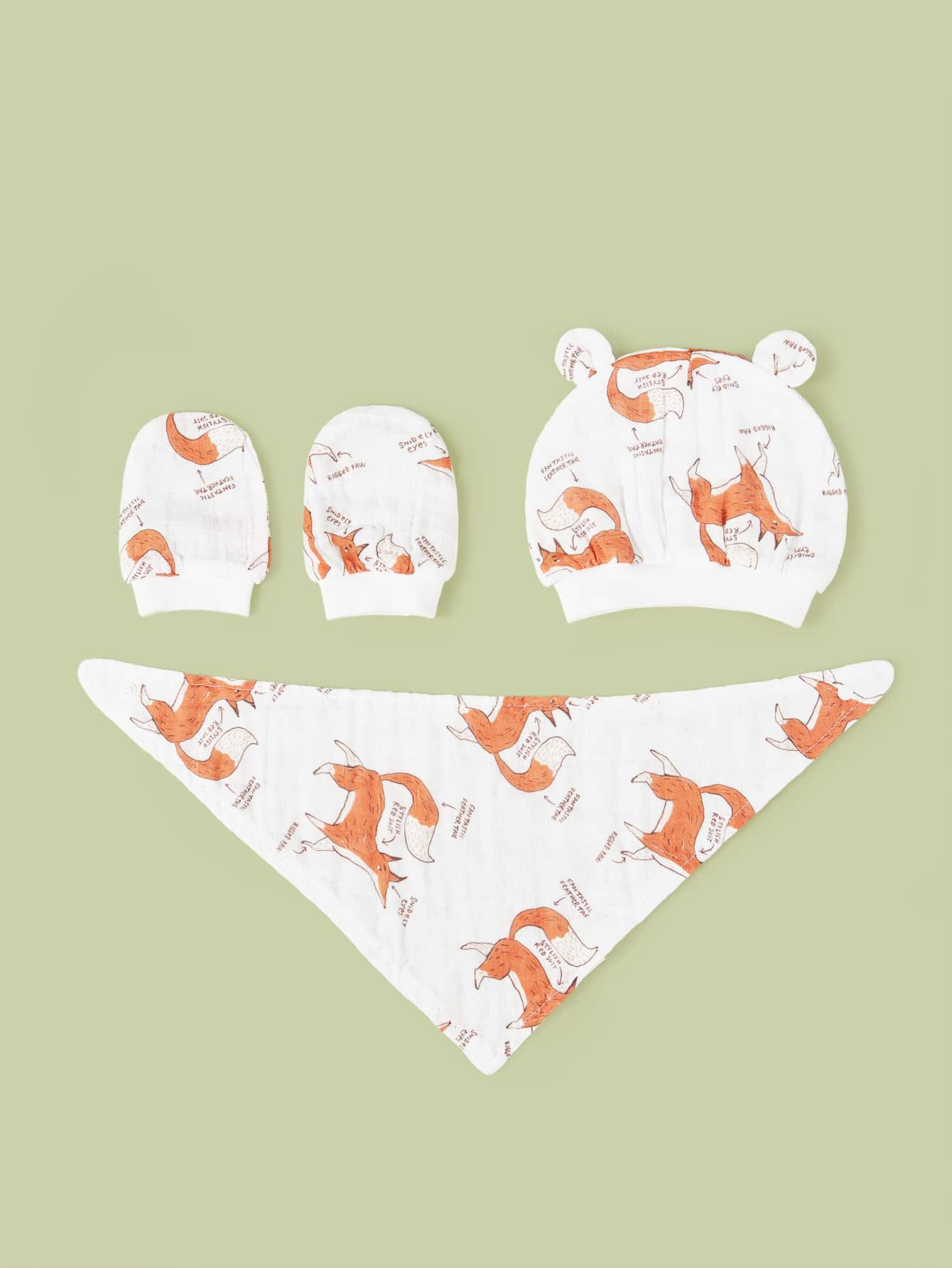 Mũ & Găng tay & Yếm đồ họa hoạt hình cho bé - Nhiều màu - Xem 1