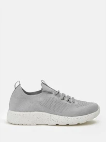 Cuccoo Knit Detail Lace-up Front Running Shoes - Grey - View 5