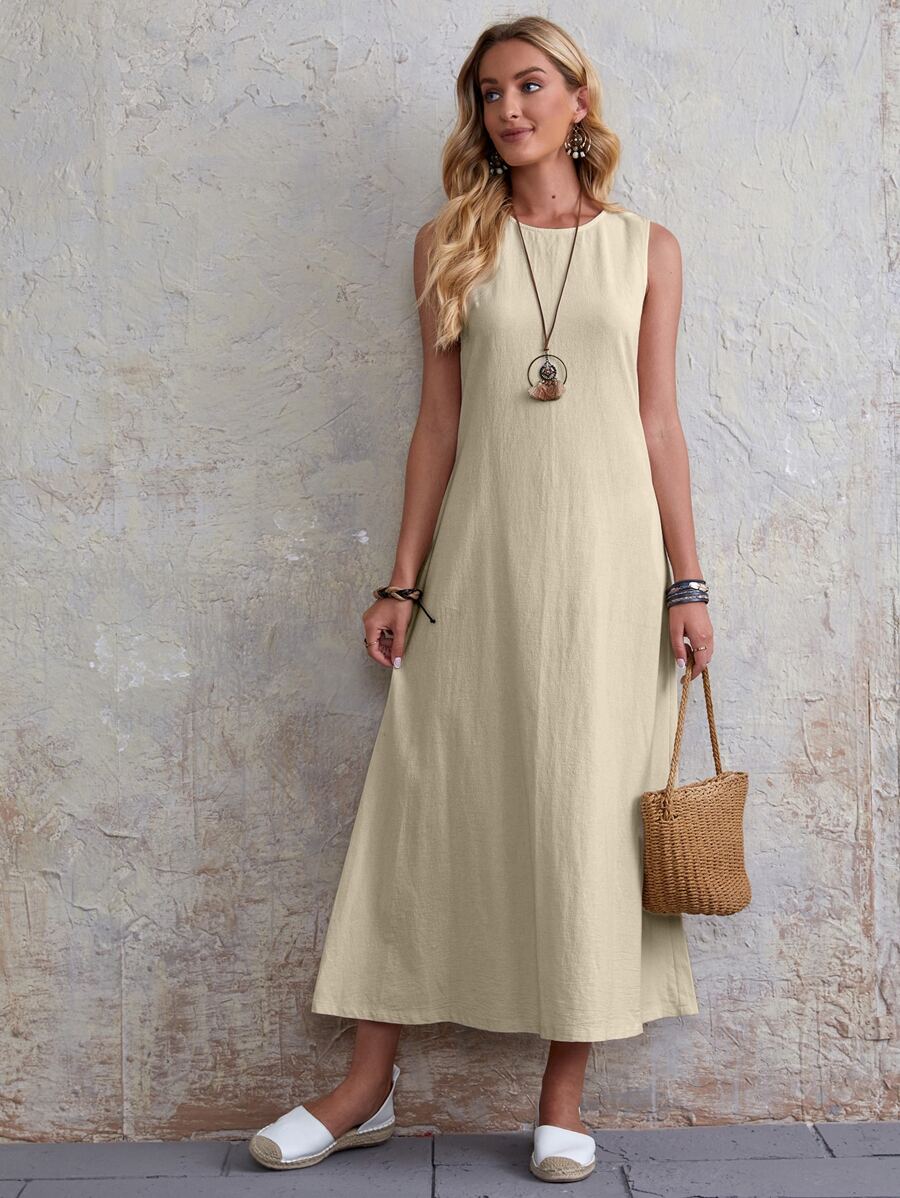 SHEIN Unity Solid Sleeveless Tunic Dress