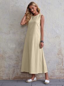 SHEIN Unity Solid Sleeveless Tunic Dress