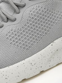 Cuccoo Knit Detail Lace-up Front Running Shoes - Grey - View 3