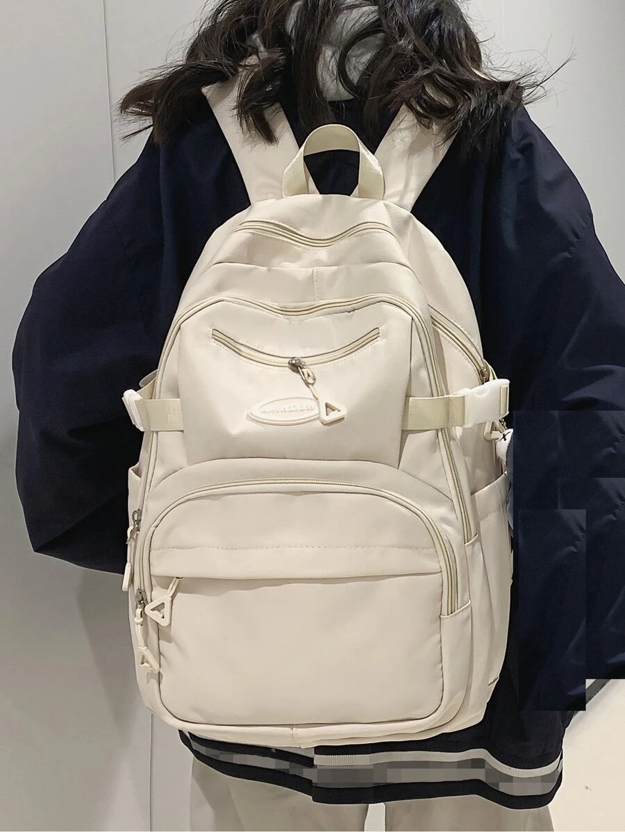 WEIZHINA Balo thể thao chống thấm nước màu trơn, dung tích lớn cho học sinh/du lịch/đi làm