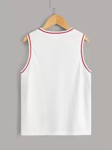 SHEIN 男孩字母圖案背心上衣 - 黑與白 - 查看 2