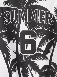 SHEIN 男孩字母圖案背心上衣 - 黑與白 - 查看 4