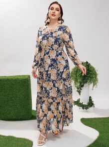 Mulvari 大碼荷葉邊滿版花卉洋裝 - 彩色 - 查看 3