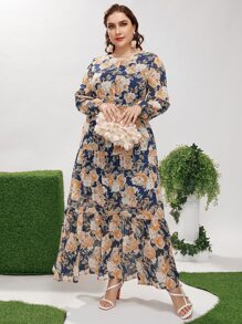 Mulvari 大碼荷葉邊滿版花卉洋裝 - 彩色 - 查看 5