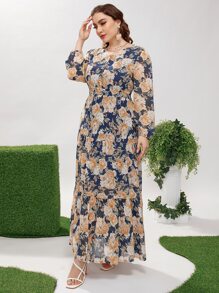 Mulvari 大碼荷葉邊滿版花卉洋裝 - 彩色 - 查看 6