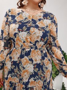 Mulvari 大碼荷葉邊滿版花卉洋裝 - 彩色 - 查看 7