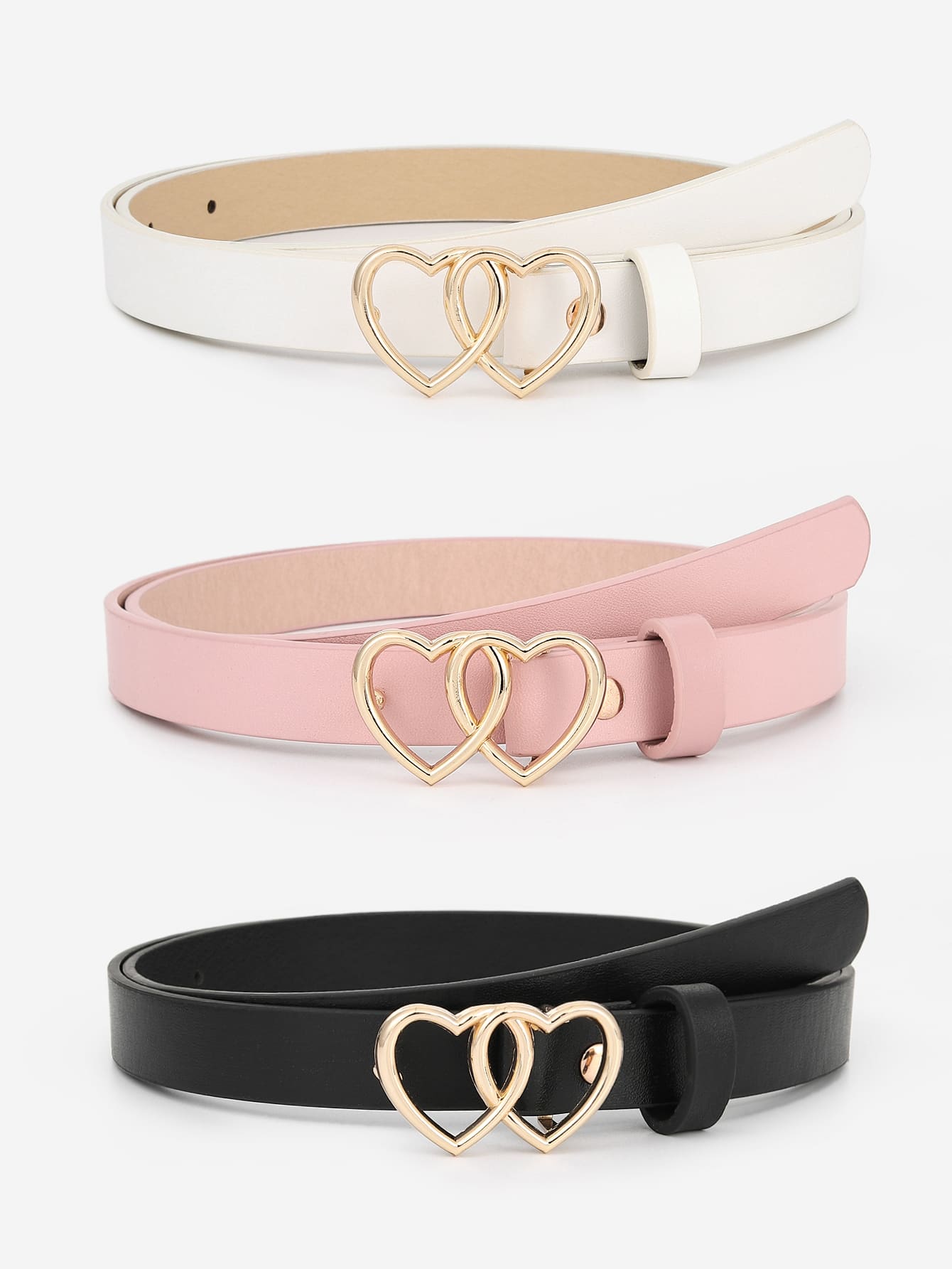 3pcs Heart Buckle Belt With Punch Tool 