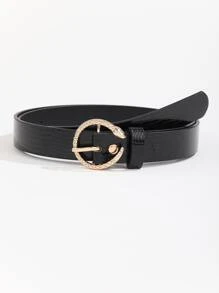 Snake Buckle Belt With Hole Punch - Black - View 1