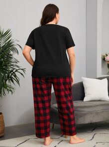 Plus Gingham Print Pyjama Set - Multicolor - View 2