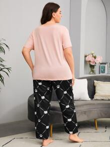 大碼卡通圖案家居服套裝 - 彩色 - 查看 2