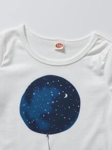 Toddler Boys 3pcs Galaxy Print PJ Set - Blue and White - View 3