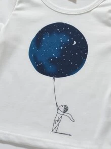 Toddler Boys 3pcs Galaxy Print PJ Set - Blue and White - View 4