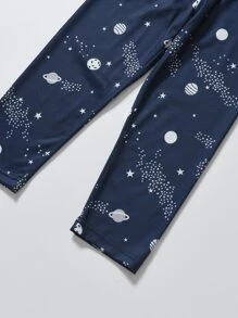 Toddler Boys 3pcs Galaxy Print PJ Set - Blue and White - View 5