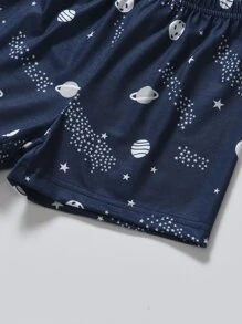 Toddler Boys 3pcs Galaxy Print PJ Set - Blue and White - View 6