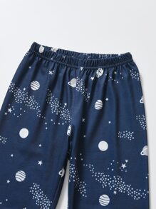 Toddler Boys 3pcs Galaxy Print PJ Set - Blue and White - View 7