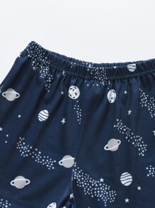 Toddler Boys 3pcs Galaxy Print PJ Set - Blue and White - View 8