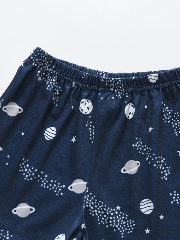 Toddler Boys 3pcs Galaxy Print PJ Set - Blue and White - View 8